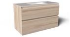 Saniclass Prime Vita Badkamermeubelset - 100x46x60cm - keramische wastafel glans wit - 1 wasbak - zonder kraangat - 2 lades - licht eiken