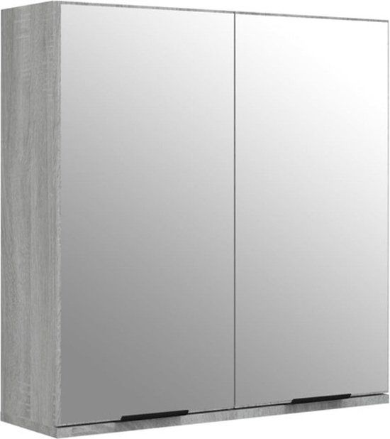 vidaXL Badkamerkast met spiegel 64x20x67 cm grijs sonoma eikenkleurig