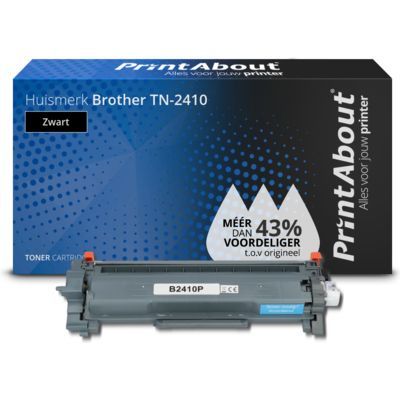 PrintAbout Huismerk Brother TN-2410 Zwart Toner Cartridge - Compatible