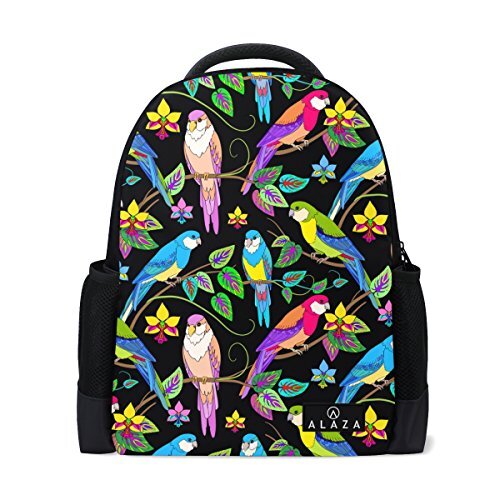 My Daily Mijn dagelijkse kleurrijke papegaaien Tropische bladeren Rugzak 14 Inch Laptop Daypack Bookbag voor Travel College School