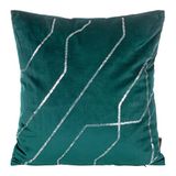 Eurofirany Elegante fluwelen kussenslopen, sierkussen met print, 45 x 45 cm, fluwelen kussensloop, zacht bankkussen, geometrisch patroon 3, donker turquoise