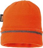 Portwest B023 Gebreide Muts Oranje met Reflecterende Trim Insulatex Gevoerd