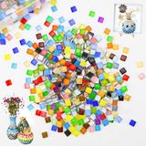 Sans marque 1g Carreaux de mosaïque en verre 1x1cm - Carreaux de mosaïque en cristal coloré - Environ 1200 pièces