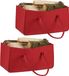 Merkloos 2x houtmand vilt - haardhout tas - draagtas - vilttas - flexibel - opbergmand - rood