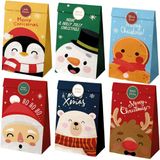 Dohe Kerstzakjes (12 stuks) - 12 stickers om te sluiten, klein formaat 12 x 22 cm, 6 designs, vulbare zakjes voor feestjes, verjaardagen, snoep, koekjes, snoep