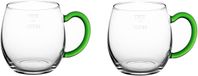 Novaliv 2 x wijnseidel met groen handvat, 250 ml, wijnglas, geijkt, glas, witte wijnglazen, glühweinglazen, punchglazen, theeglazen met handvat, schoorglas