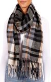 BRUBAKER Cashmirillo sjaal geruit voor dames en heren, 70 x 200 cm, warm, behaaglijk en oversized, wollen sjaal met zacht kasjmiergevoel, Zwart, beige en bruin geruit