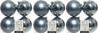Decoris Kerstballen - 12x st - grijs blauw - D10 cm - kunststof - kerstversiering