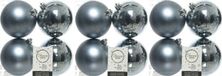 Decoris Kerstballen - 12x st - grijs blauw - D10 cm - kunststof - kerstversiering