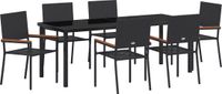 vidaXL Tuinset, 7-delig, zwart, polyrotan