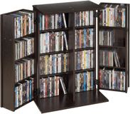VEVOR Mediaplank, 4-Laags Dvd-Rek, 610x368x846 mm Mediakast, Multimedia-Opslag voor Cd's, Dvd's, Boeken, Games, CD-Rek voor Woonkamer, Thuiskantoor, Opnamestudio, Bruin