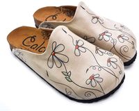 Goby Calceo mules CAL1410 with daisies offwhite