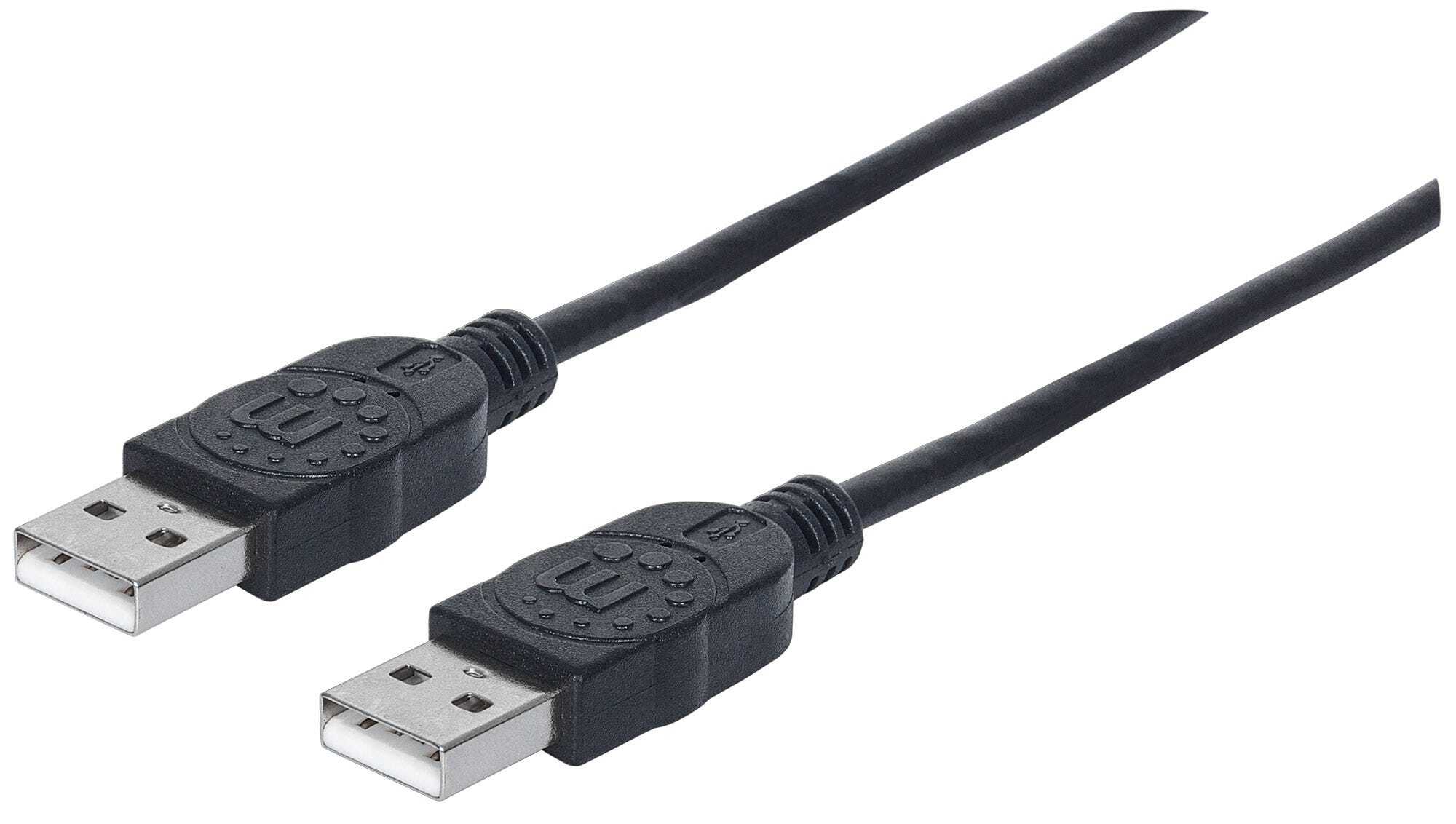 MANHATTAN USB 2.0 Cable, USB-A to USB-A, Male to Male, 3m, Black, Polybag