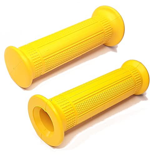 cyclingcolors Motorfietsgreep 22 mm (7/8 inch) 24 mm (1 inch) rubber, antislip, universeel, gesloten, scooter, bromfiets, vintage (geel)