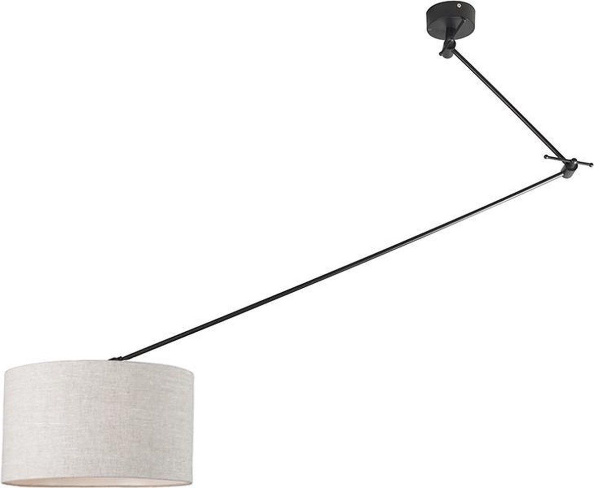 QAZQA Hanglamp Blitz I - Zwart - Lichtgrijs - 35 cm - Verstelbaar