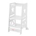 VEVOR Toddler Step Stool, 3-Tier Adjustable Height Bamboo Kitchen Learning Stool with Safety Rail, 350 lbs, White