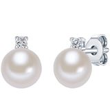 Valero Pearls Parel oorstekers - Gekweekte zoetwaterparels - Zirkonia - Wit - Dames