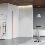 Fortifura Galeria inloopdouche - 30x200cm - helder glas - plafondarm - PVD - geborsteld koper