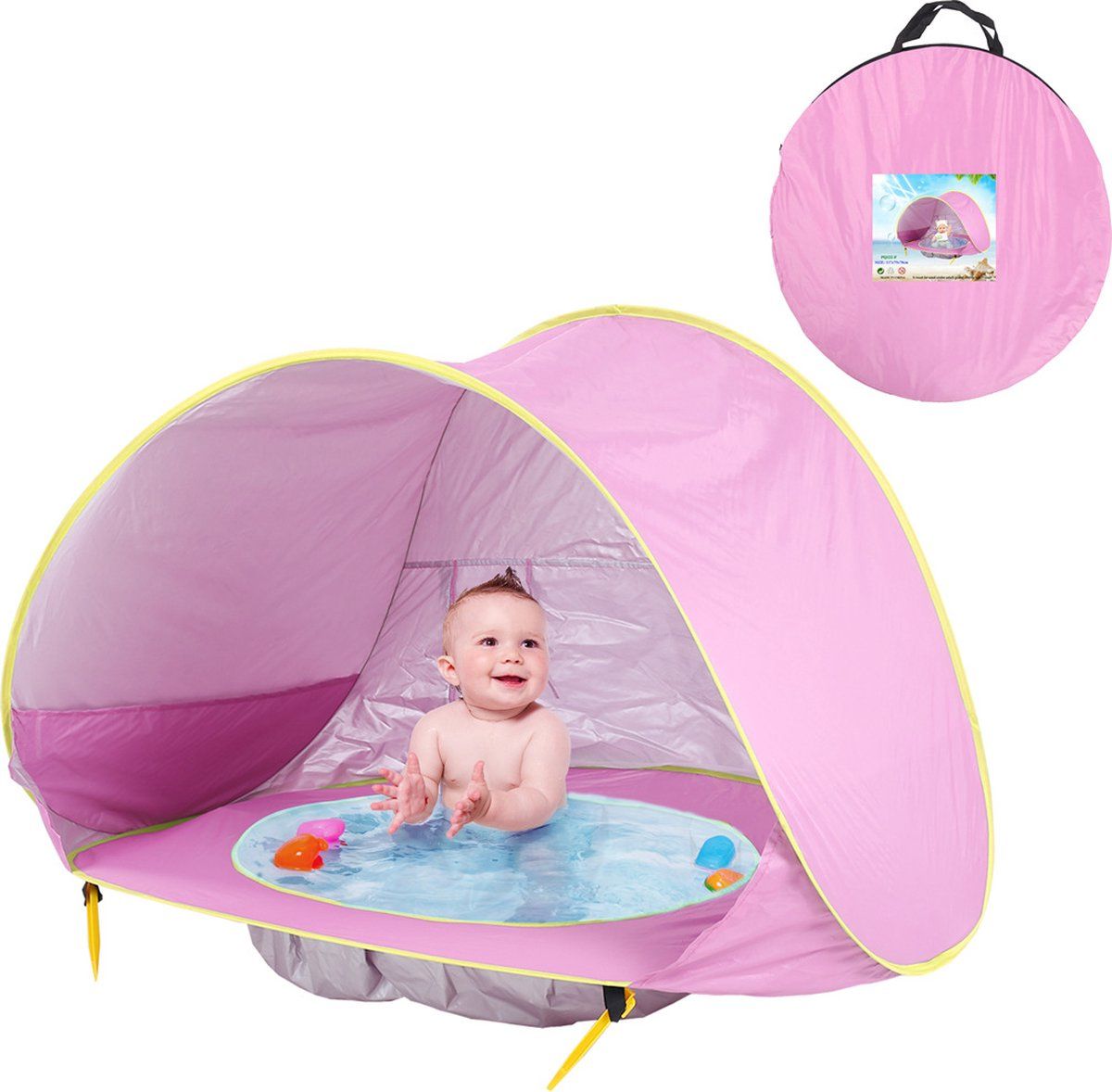 KBIBCK Pop-up strandtent met uv-bescherming, mini-zwembad, draagbaar, met draagtas en tentharingen voor peuters, picknick, tuin (lichtblauw