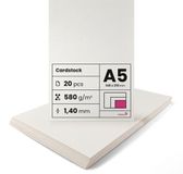 Netuno Karton papier - Creme - A5 - 14,8 x 21 cm - 1,4mm - 580 gram - 20 vellen