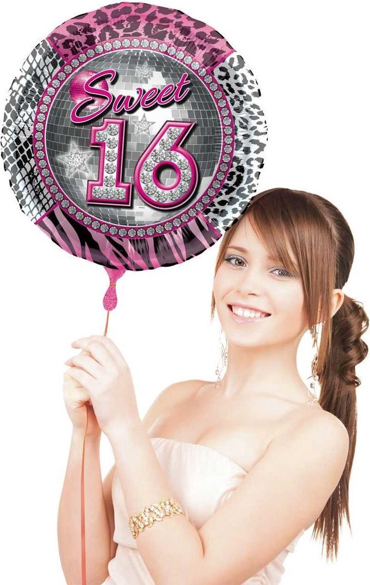 Folat Folieballon Sweet 16 Meisjes 41 Cm Folie Roze/zilver