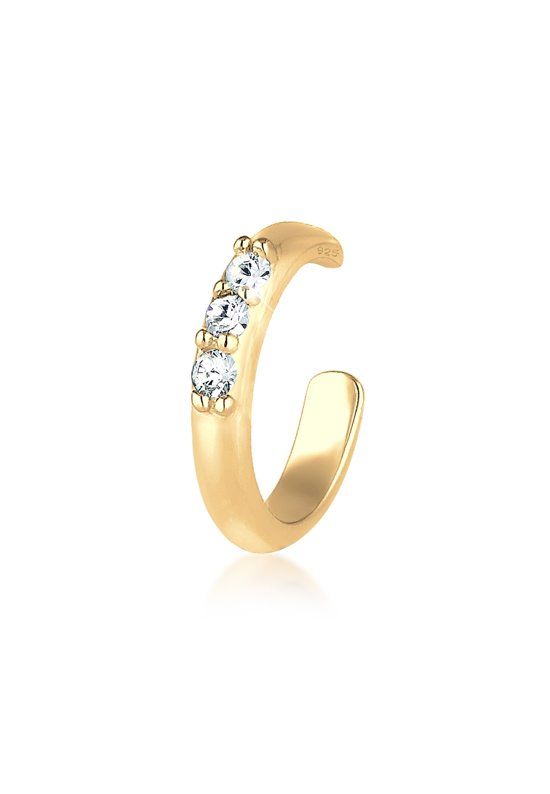 Elli Oorbellen Single Earcuff Oorklem Swarovski Kristallen 925 Sterling Zilver verguld