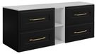 3xE living meuble bas de salle de bain, noir/blanc, 180 (2 x 80 + 20) x 46 x 58 cm