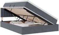 vidaXL LED opbergbed met matras Donkergrijs 140 x 190 cm Fluweel