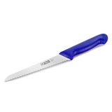 Thermohauser bakplaatmes van lemmetstaal, enkelzijdig gekarteld, met blauwe kunststof handvat, lemmet 18 cm