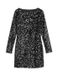 Vero Moda VMBELLE Robe de soirée Manches longues paillettes Col bottier Courte Polyester XL Noir