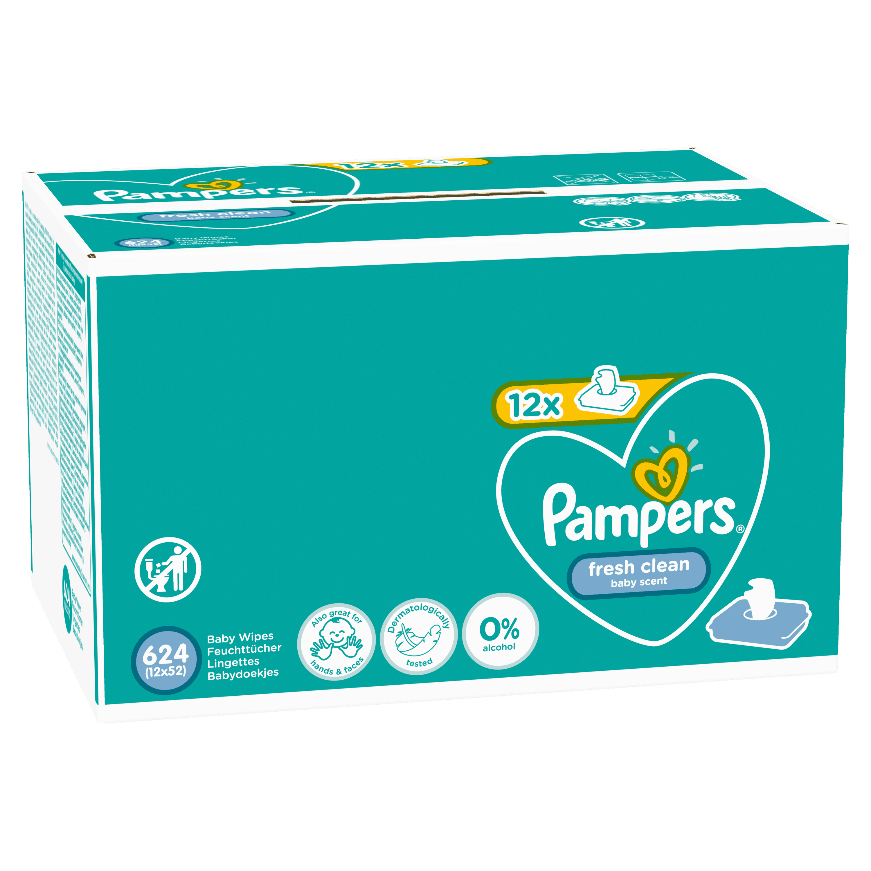 Pampers Fresh Clean Babydoekjes 12 Verpakkingen = 624 Doekjes