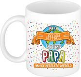 Bellatio Decorations Naam mok papa Jeffrey - wit - de beste - keramiek - 300 ml - Vaderdag - cadeau
