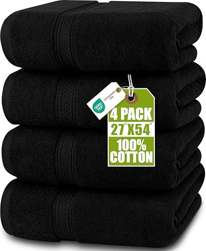 Utopia Towels - Badhanddoekenset, 4-pack - Premium 100% Ring Spun Cotton - Snel droog, zeer absorberend, zacht aanvoelende handdoeken, perfect voor dagelijks gebruik, 69 x 137 cm (Zwart)