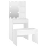 vidaXL Ensemble de coiffeuse avec LED, bois traité, blanc