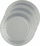 Santex Feest gebaksbordjes - zilver - 10x - karton - 17 cm - rond