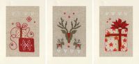 Vervaco Kerst Wenskaart Kit - Set van 3 Borduurpakketten