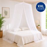Flystopper Klamboe XXL 2 Persoons K1402 - Muskietennet met Grote Ring 80 cm - Wit Mosquito Net - 300 Mesh - Klamboe Groot voor Reis en Thuis