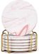 Deceram 6-pack schattige roze marmeren onderzetters voor drankjes, absorberende keramische onderzetters met houder, decoratieve ronde theekurken onderzetters, coole baronderzettersset, moderne onderzetters