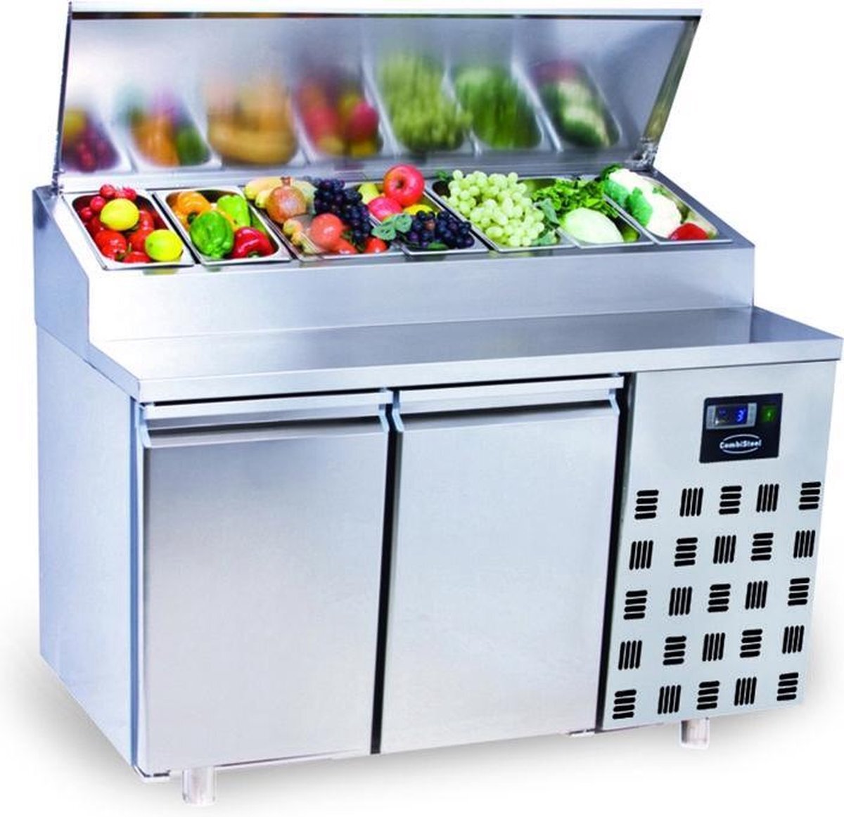 - Professionele Saladette | 2 Deuren | 7x 1/3GNPan | Pro Line | | 7489.5140 | Horeca grijs