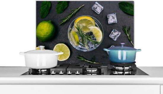 KitchenYeah Spatscherm keuken 70x50 cm - Aluminium - Drank - Fruit - Citroen - Multicolor