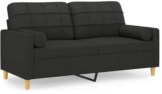 vidaXL Tweezitsbank met sierkussens 140 cm stof zwart