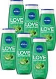 NIVEA Love Adventure Douchegel – Shower Gel Met Aloë Vera - Bevat Vitamine C en Vitamine E - Voordeelverpakking 6 x 250 ml