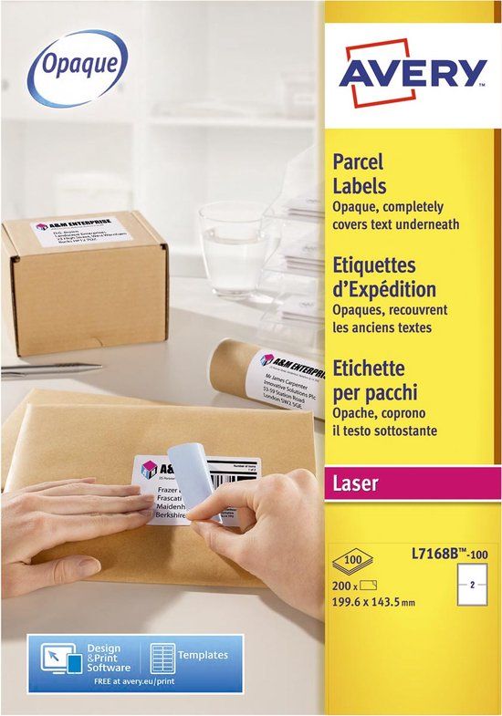 Avery Block-out Verzendetiket - 6x143.5mm - Wit - 100 vel