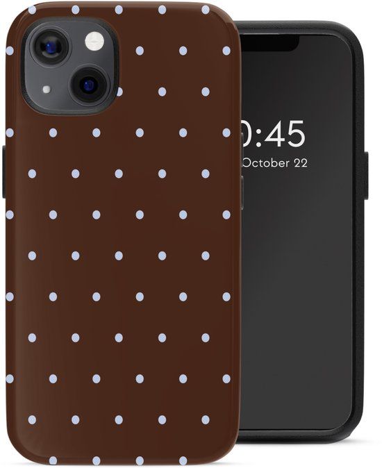 Selencia Hoesje - Geschikt voor Apple iPhone 13 Pro - Backcover - Happy Dots Chocolate