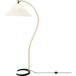 Gubi Timberline vloerlamp, houten frame, kap van wit canvas