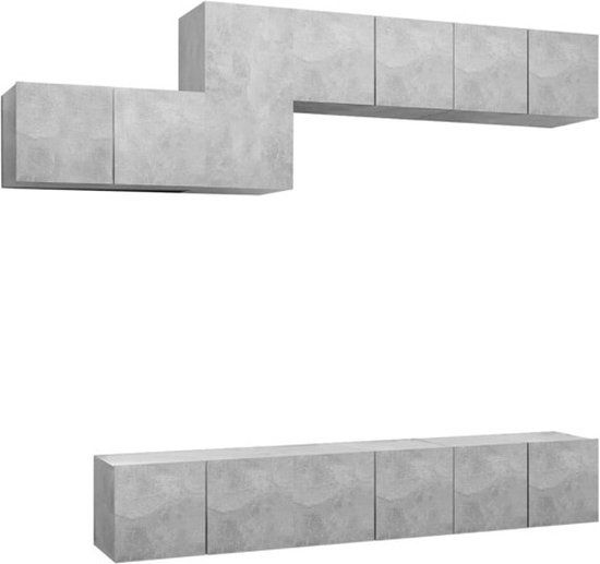 vidaXL 7-delige Tv-meubelset bewerkt hout betongrijs