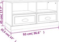 vidaXL Tv-meubel 93x35,5x45 cm bewerkt hout grijs sonoma eikenkleurig
