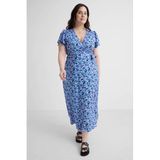 Anytime Blauw All-overprint Overslagjurk Midi