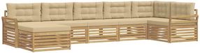 vidaXL Buiten bankenset 7-delig Wit en Beige