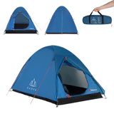 KADVA Campingtent Festa 2 tent 200 x 120 x 105 cm voor 2 personen met muggennet waterdicht licht en robuust glasvezelframe ideaal voor kamperen en wandelen (blauw)